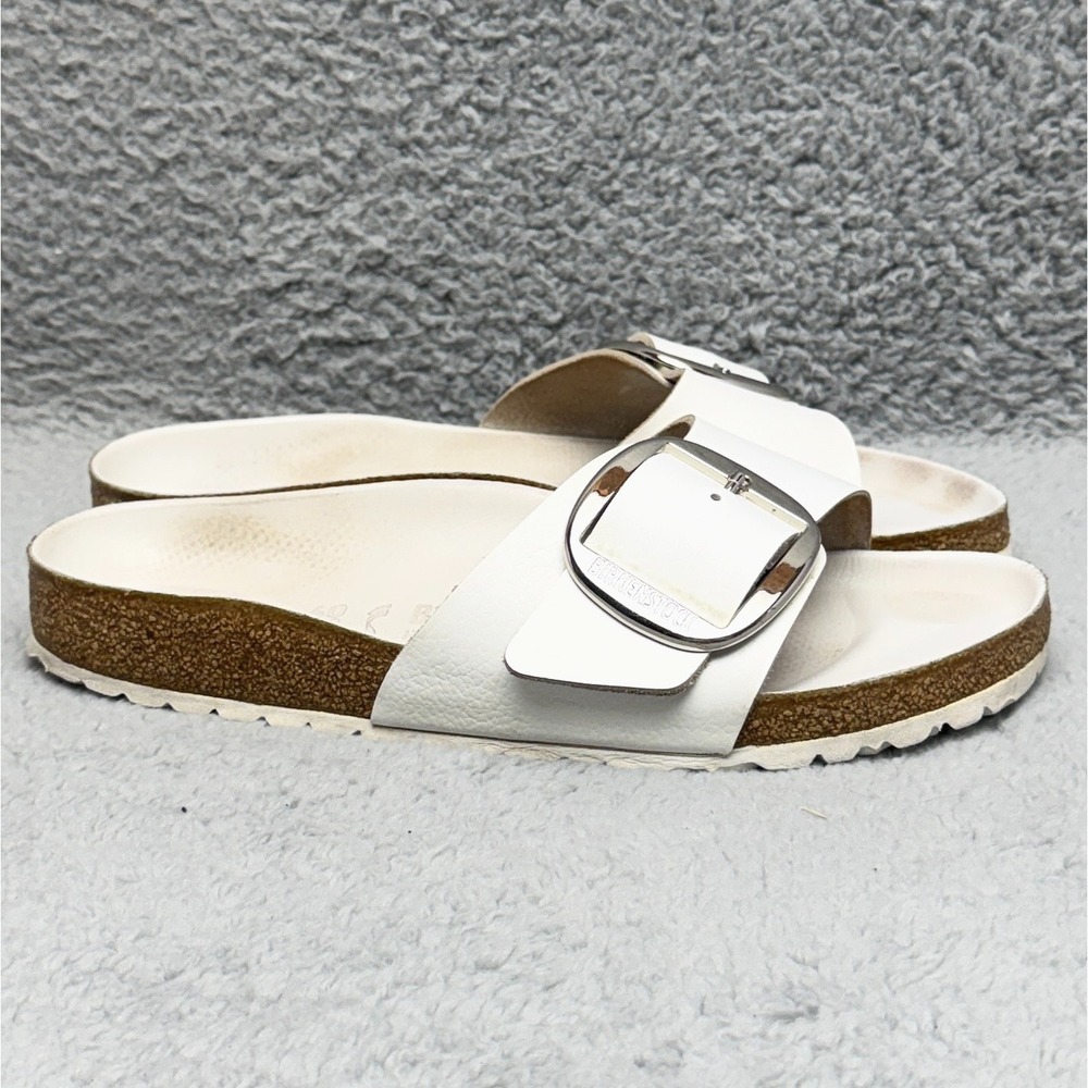 Birkenstock Madrid Big Buckle Womens Size 9 Slide Sandals Shoes White Leather